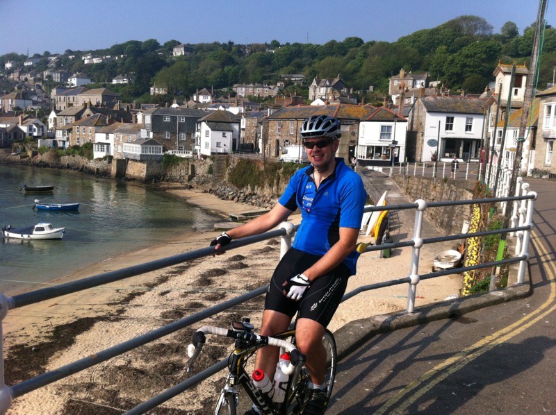 Andy Evans, cycling no the YFM Sponsored ride, day 1, Cornwall. 